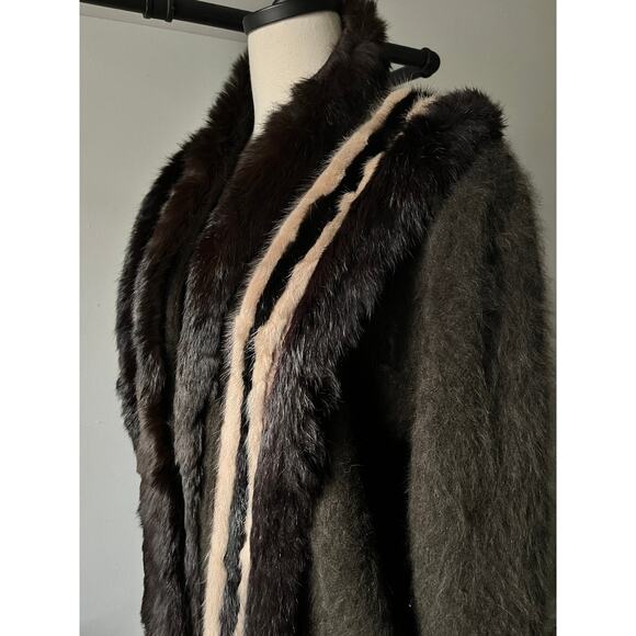 Vintage 80s Belldini Rabbit Fur Wool Sweater Jacket | Oversized Fur Coat |Size L - Picture 8 of 10
